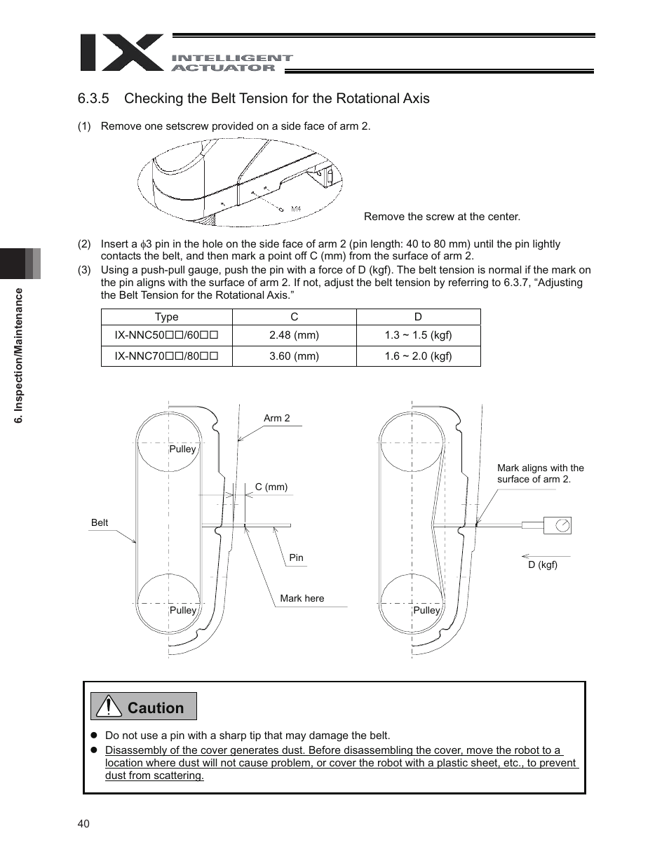 Caution | IAI America IX-NNC8040 User Manual | Page 46 / 90