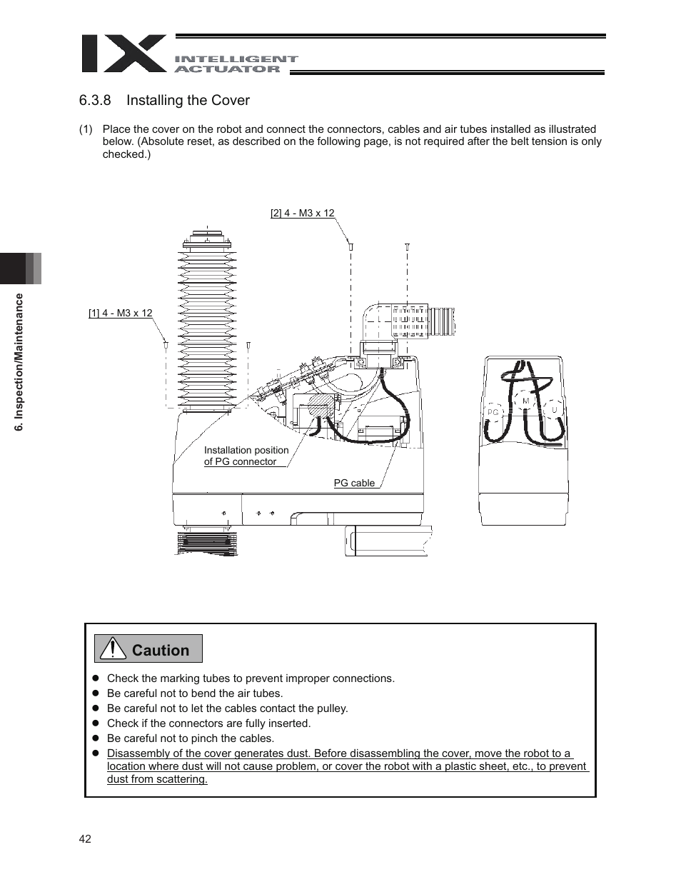 Caution, 8 installing the cover | IAI America IX-NNC8040 User Manual | Page 48 / 90