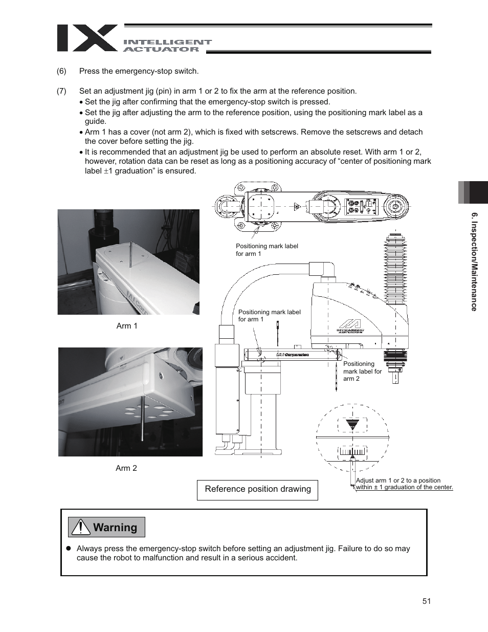 Warning | IAI America IX-NNC8040 User Manual | Page 57 / 90