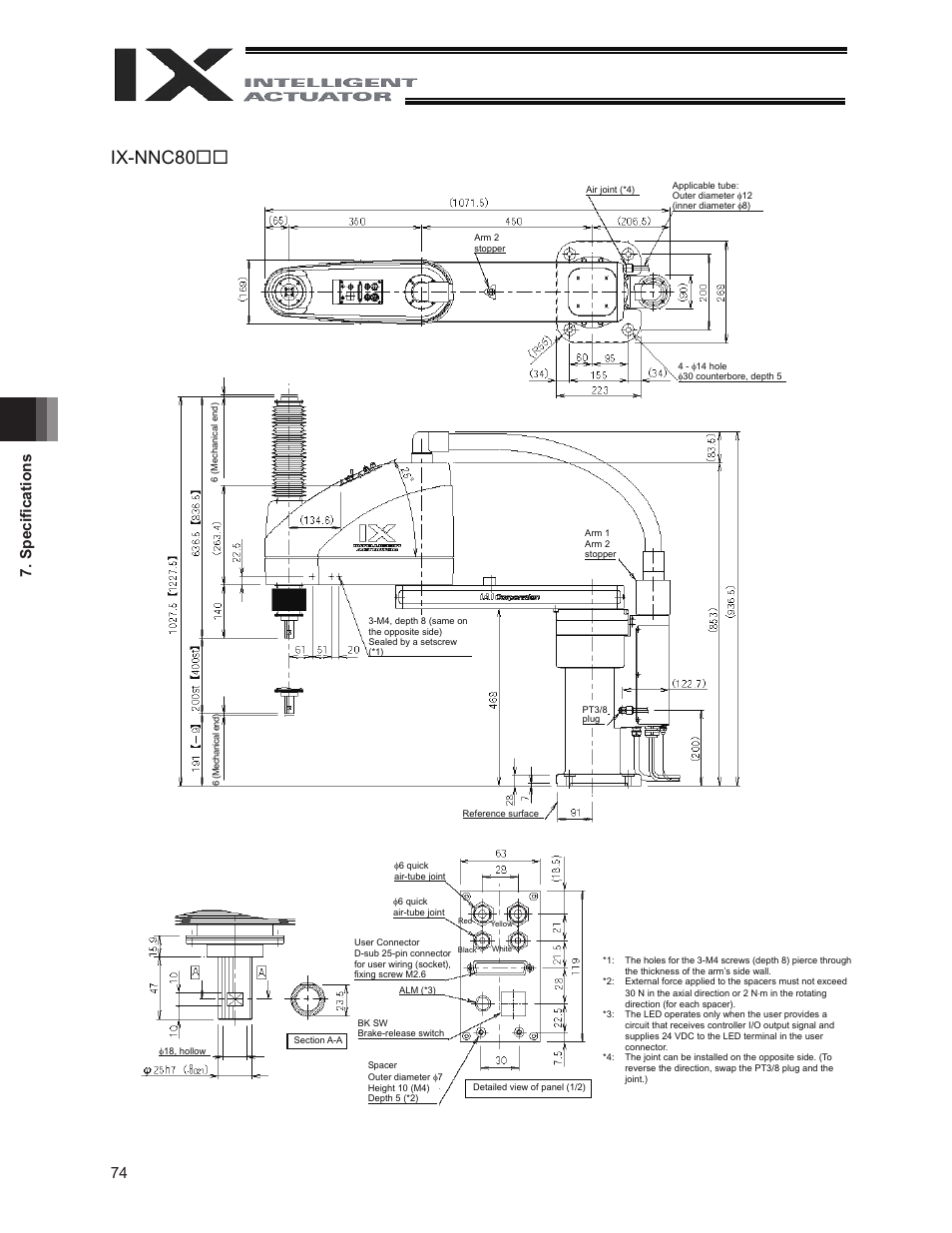 Ix-nnc80, 74 7. speciﬁ cations | IAI America IX-NNC8040 User Manual | Page 80 / 90