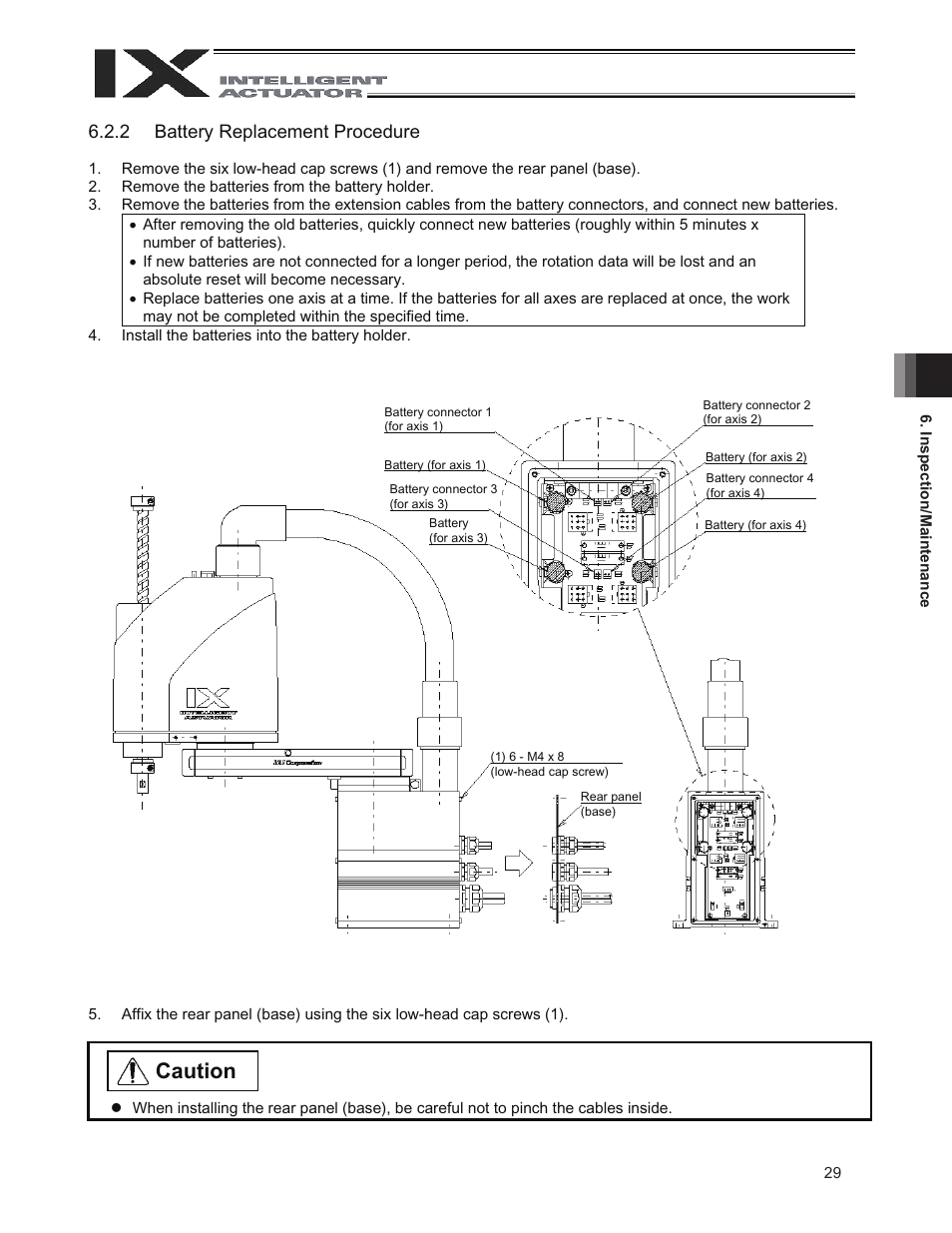 Caution, 2 battery replacement procedure | IAI America IX-NNN3515 User Manual | Page 37 / 76