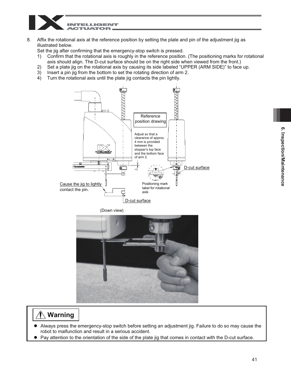 Warning | IAI America IX-NNN3515 User Manual | Page 49 / 76