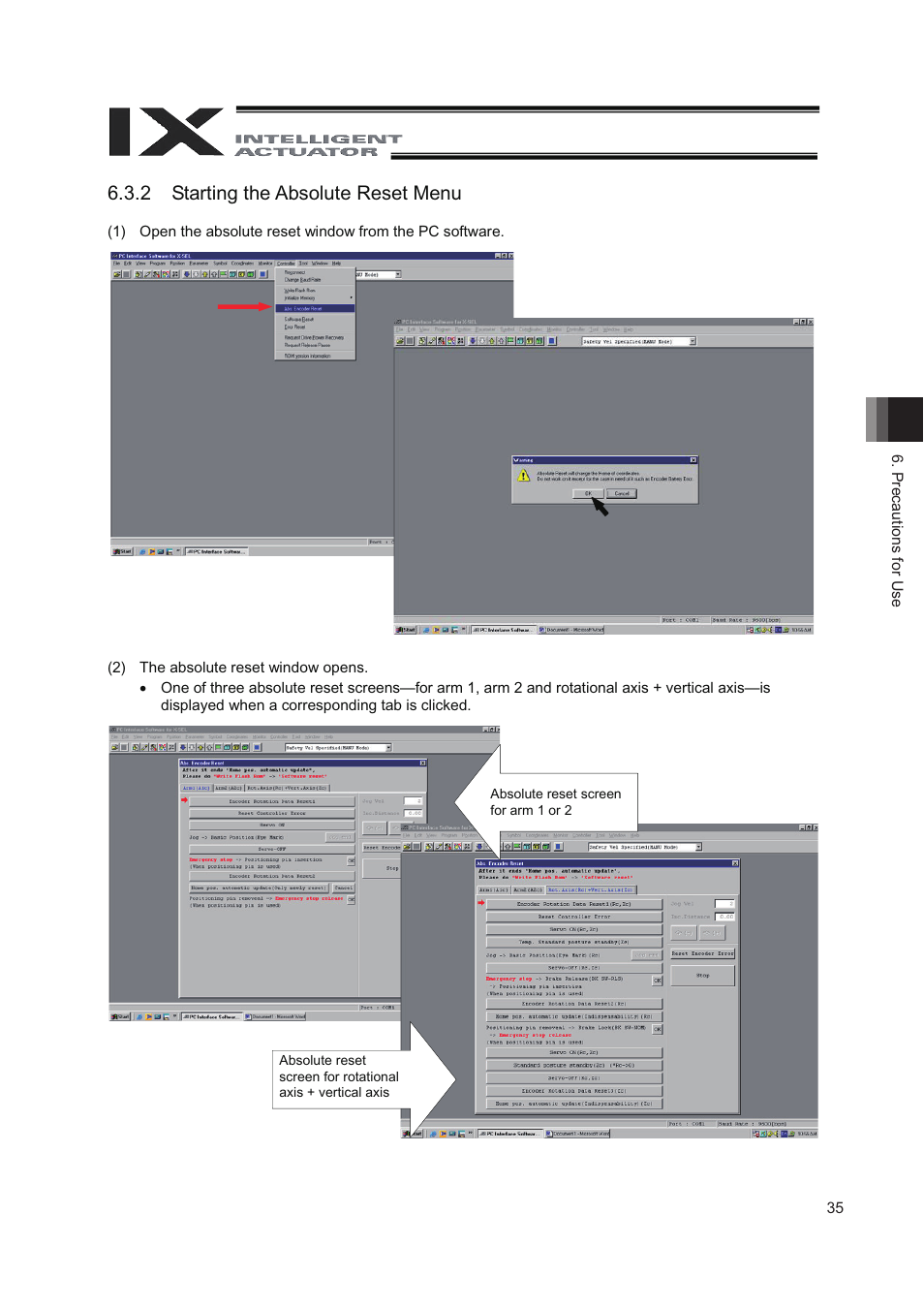 2 starting the absolute reset menu | IAI America IX-NNN8040 User Manual | Page 43 / 84
