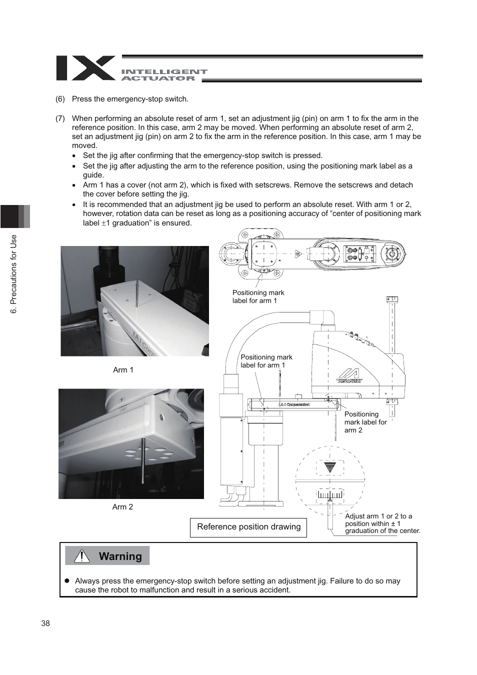 Warning | IAI America IX-NNN8040 User Manual | Page 46 / 84
