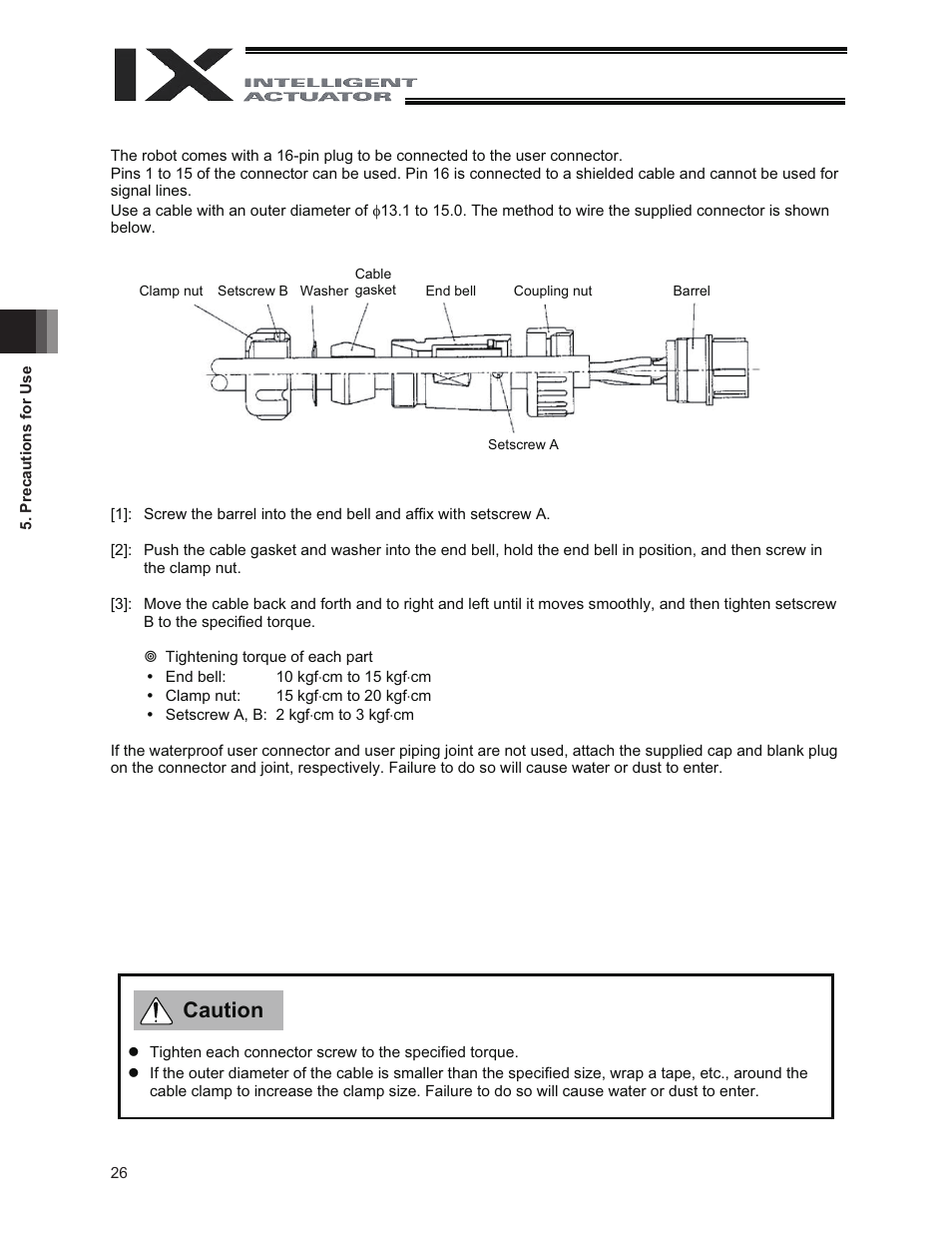 Caution | IAI America IX-NNW3515 User Manual | Page 32 / 76