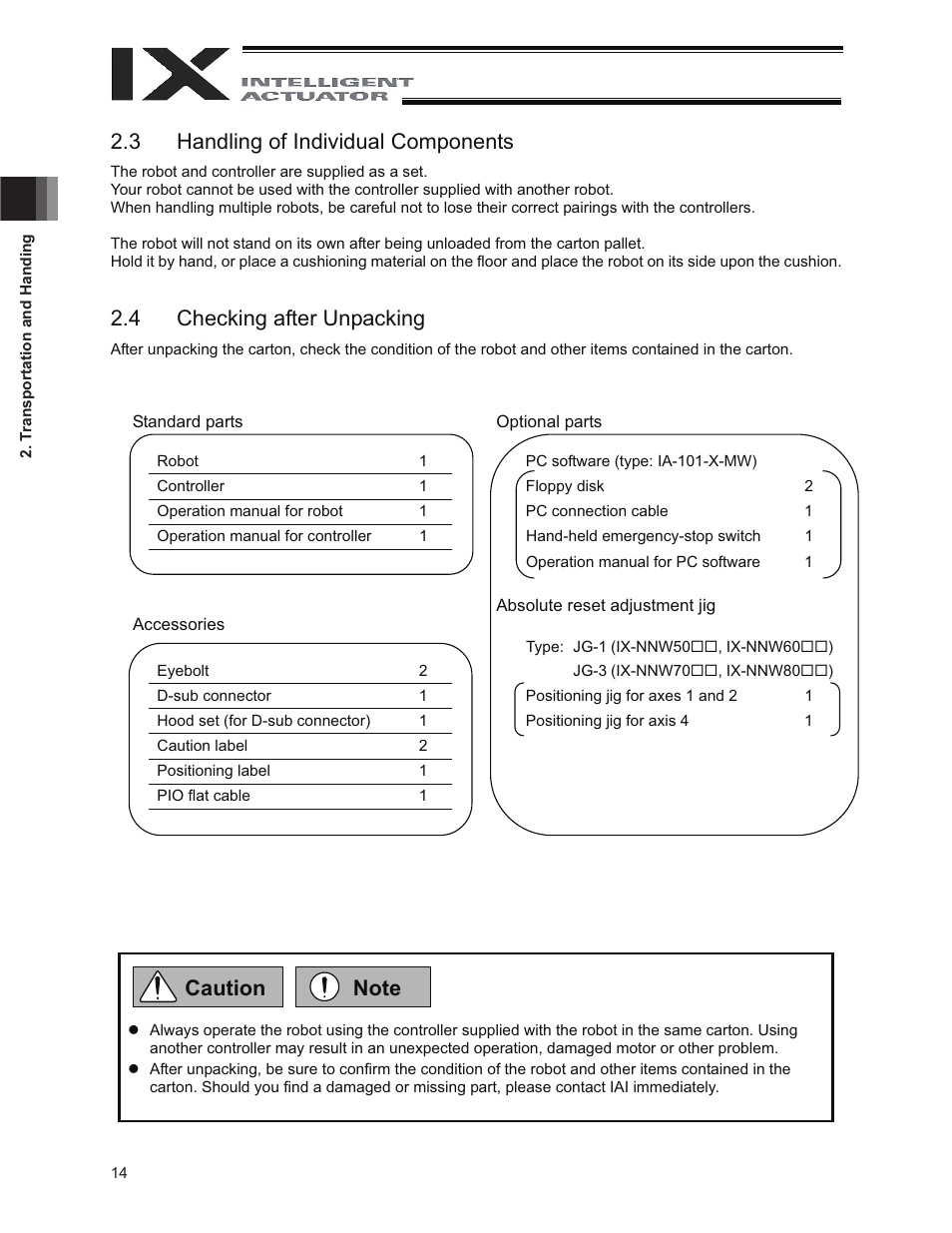 3 handling of individual components, 4 checking after unpacking | IAI America IX-NNW8040 User Manual | Page 20 / 88