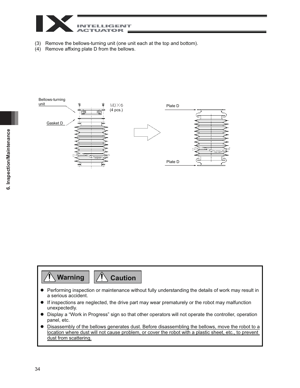 Warning caution | IAI America IX-NNW8040 User Manual | Page 40 / 88