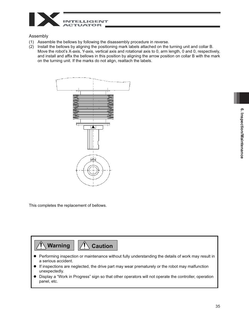 Warning caution | IAI America IX-NNW8040 User Manual | Page 41 / 88