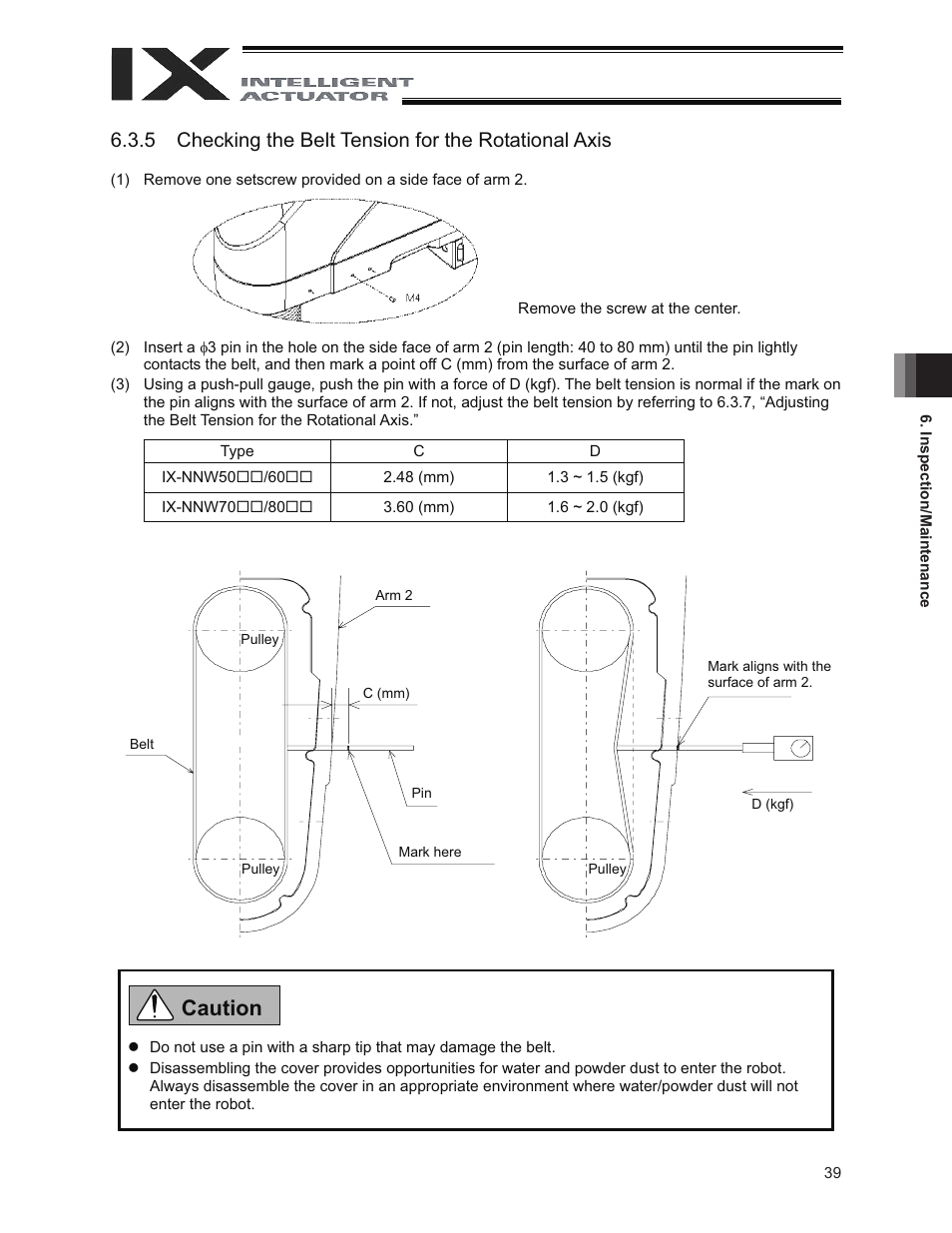 Caution | IAI America IX-NNW8040 User Manual | Page 45 / 88