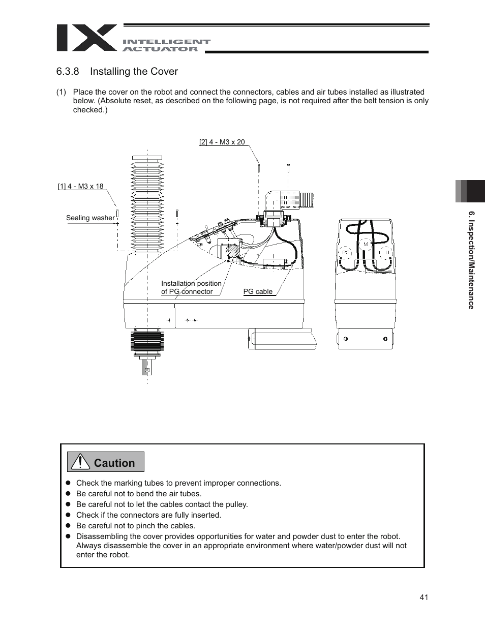 Caution, 8 installing the cover | IAI America IX-NNW8040 User Manual | Page 47 / 88