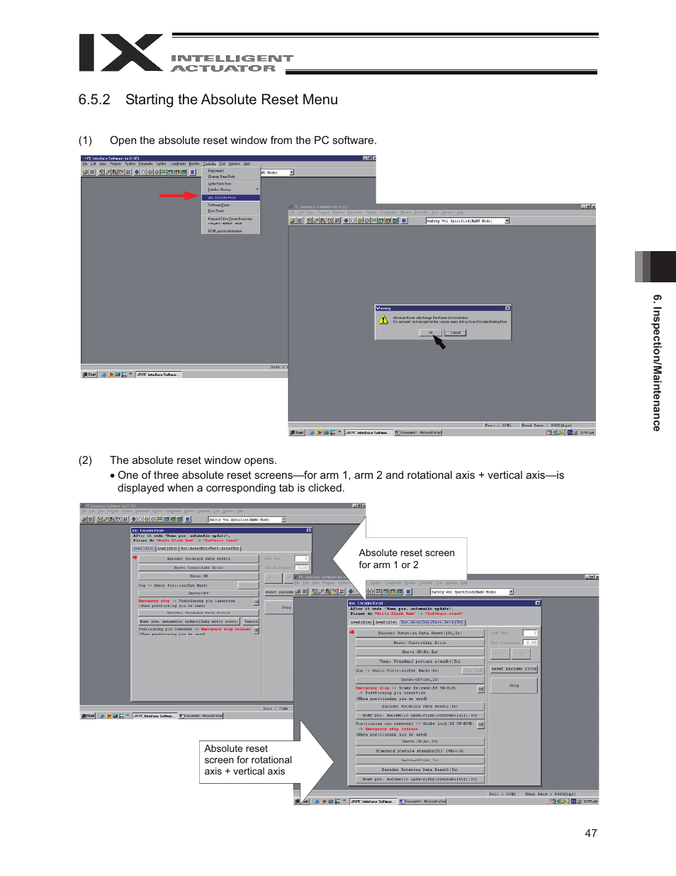 2 starting the absolute reset menu | IAI America IX-NNW8040 User Manual | Page 53 / 88
