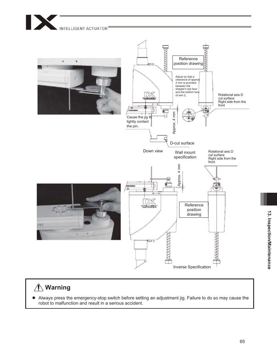 Warning | IAI America IX-UNN3515H User Manual | Page 71 / 80