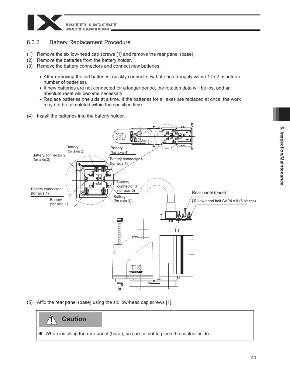 Caution, 2 battery replacement procedure | IAI America IX-UNN3515 User Manual | Page 47 / 80