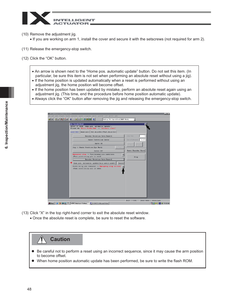 Caution | IAI America IX-UNN3515 User Manual | Page 54 / 80