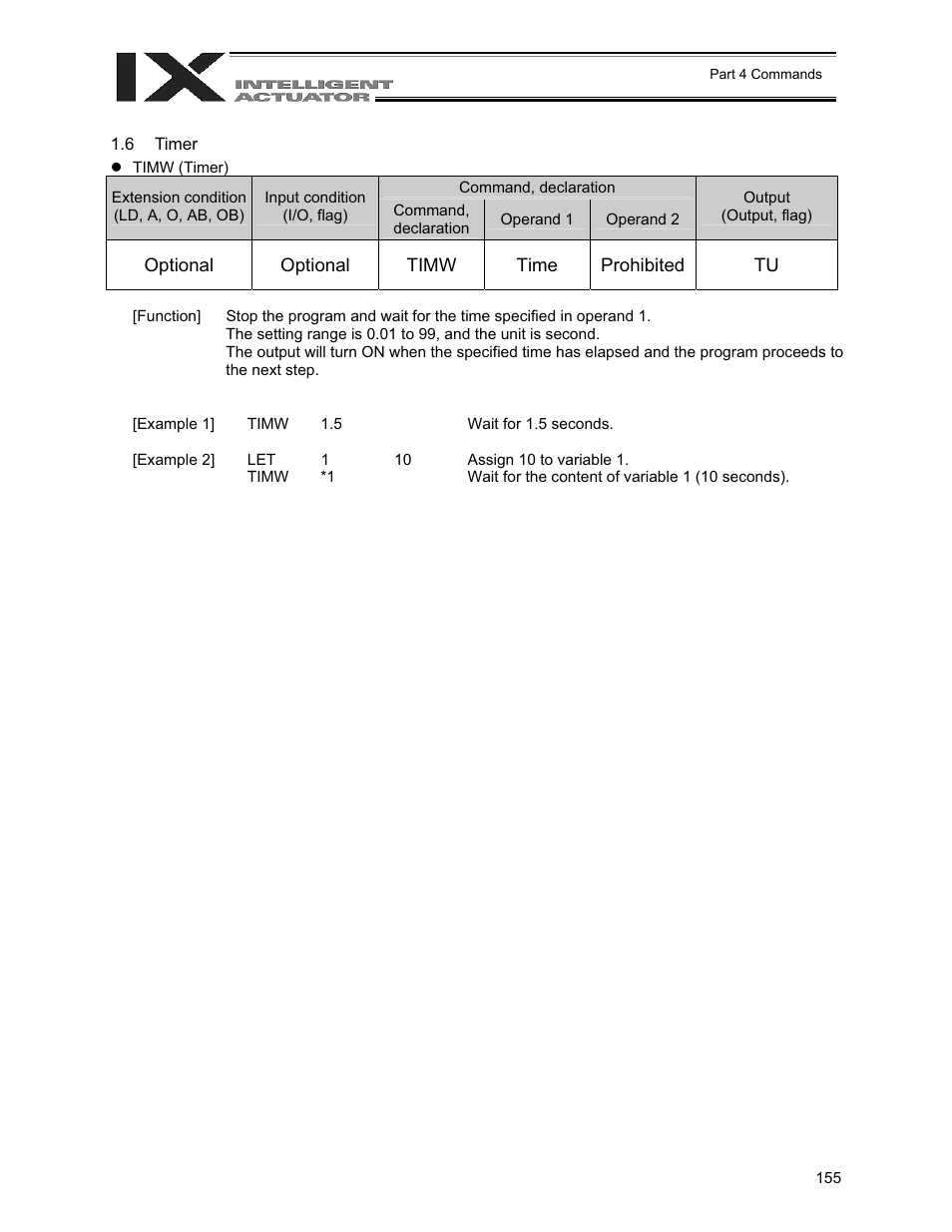 Timer | IAI America XSEL-QX User Manual | Page 179 / 558