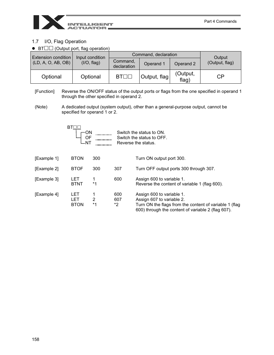 I/o, flag operation | IAI America XSEL-QX User Manual | Page 182 / 558