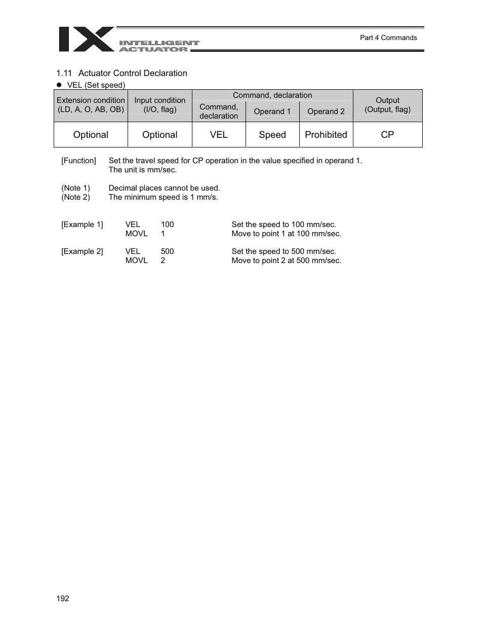 Actuator control declaration | IAI America XSEL-QX User Manual | Page 216 / 558