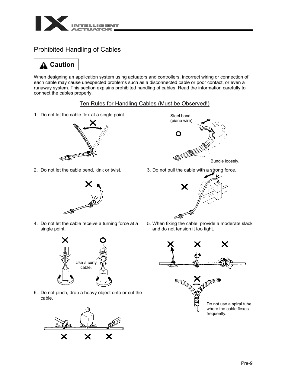 Prohibited handling of cables caution | IAI America XSEL-QX User Manual | Page 23 / 558