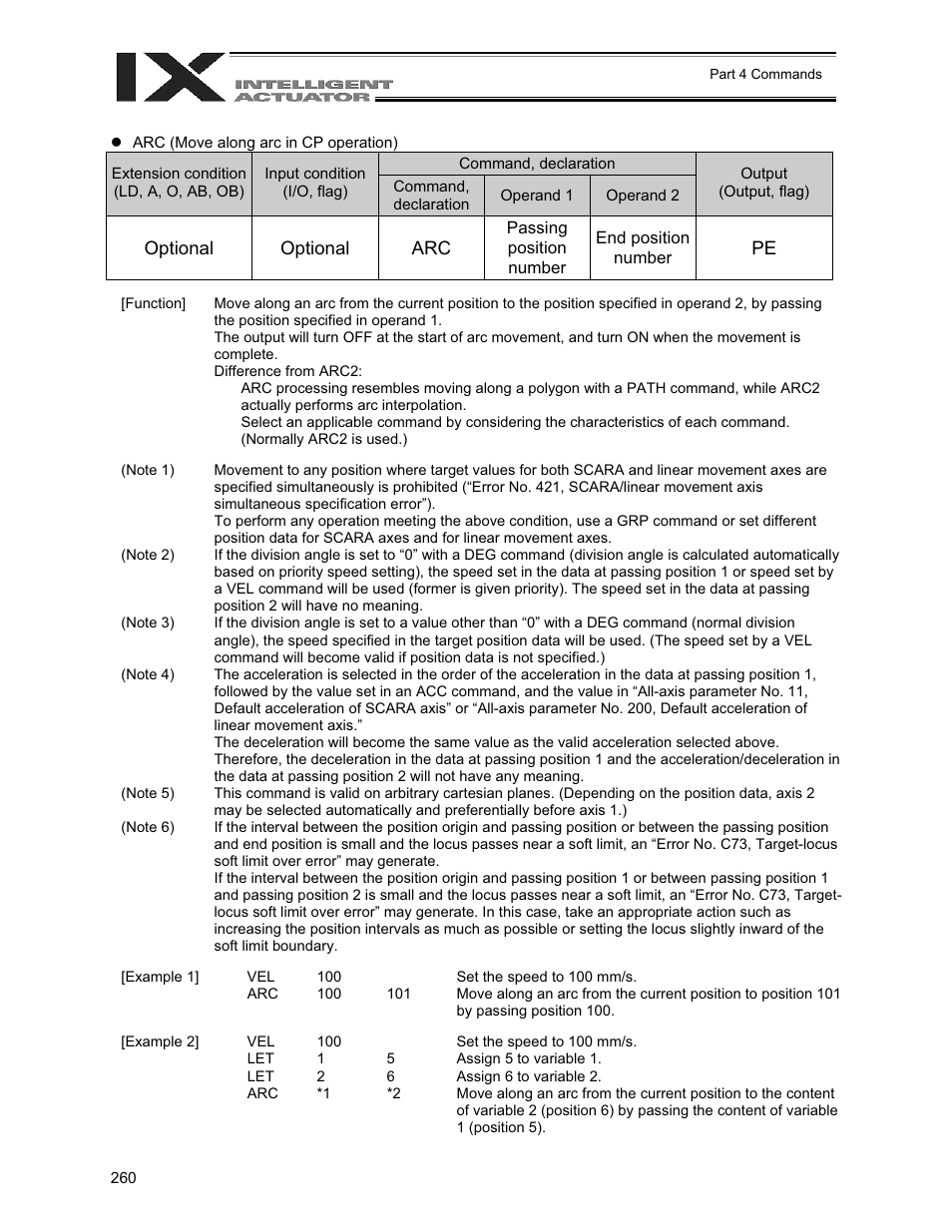 Optional optional arc | IAI America XSEL-QX User Manual | Page 284 / 558