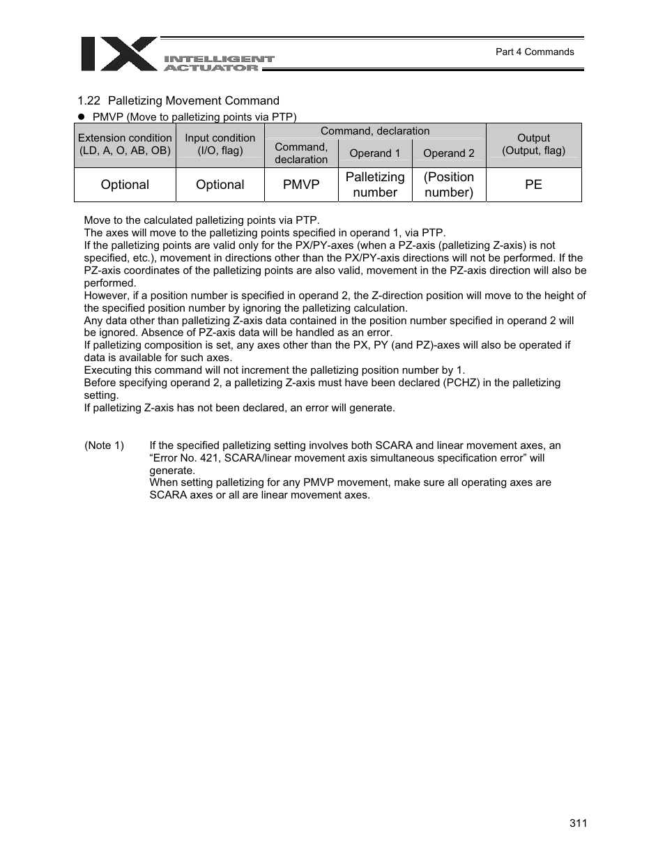 22 palletizing movement command | IAI America XSEL-QX User Manual | Page 335 / 558