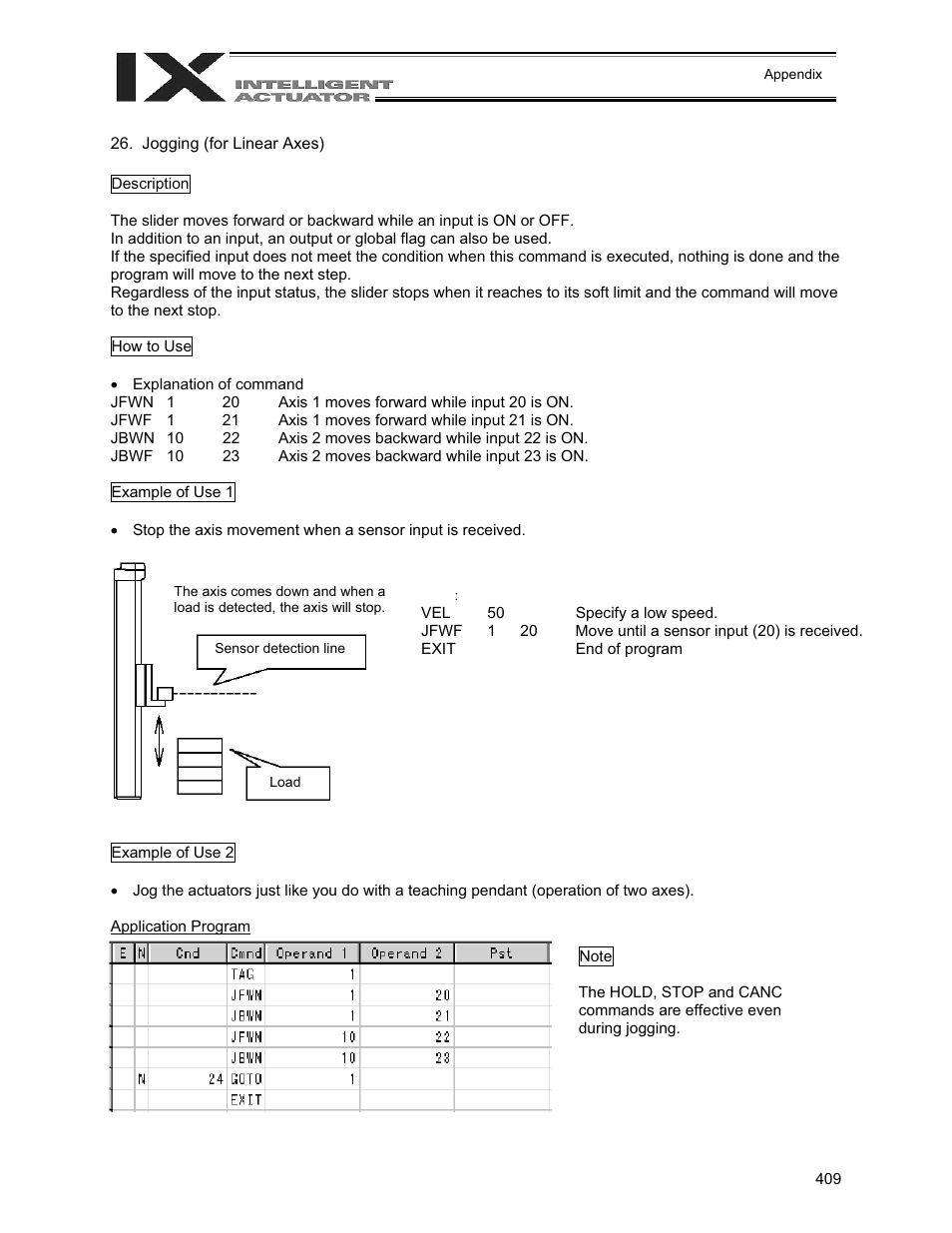 Jogging (for linear axes) | IAI America XSEL-QX User Manual | Page 433 / 558