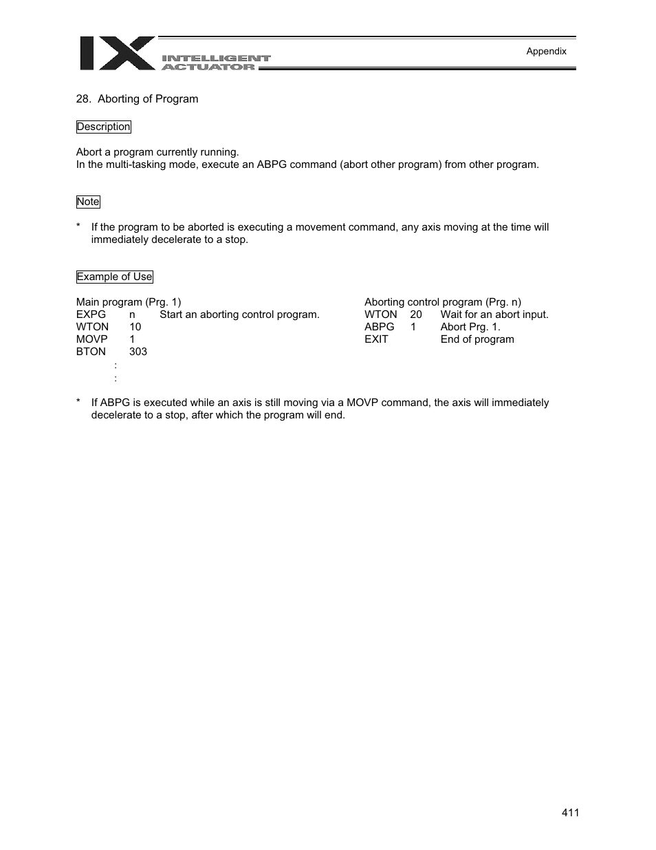 Aborting of program | IAI America XSEL-QX User Manual | Page 435 / 558