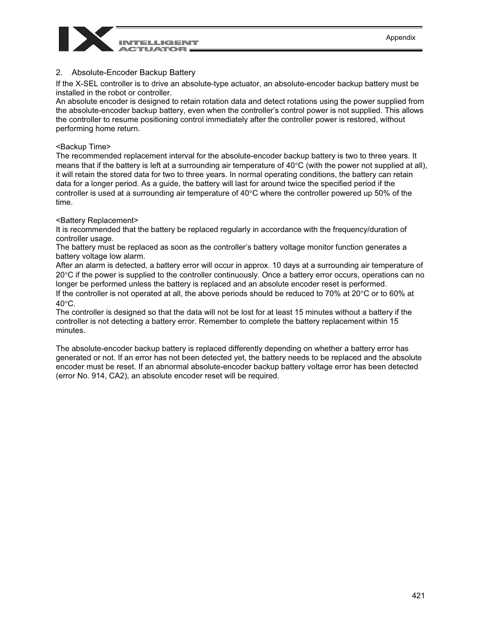 Absolute-encoder backup battery | IAI America XSEL-QX User Manual | Page 445 / 558