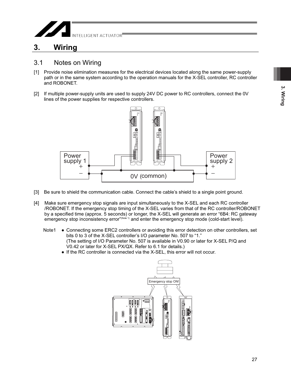 Wiring, 1 notes on wiring | IAI America XSEL-S User Manual | Page 33 / 154