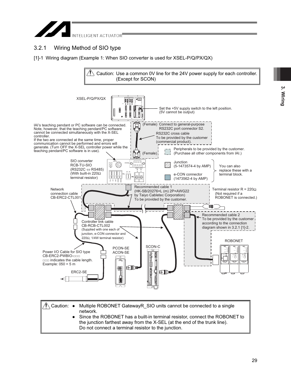 1 wiring method of sio type, W iring 29 | IAI America XSEL-S User Manual | Page 35 / 154