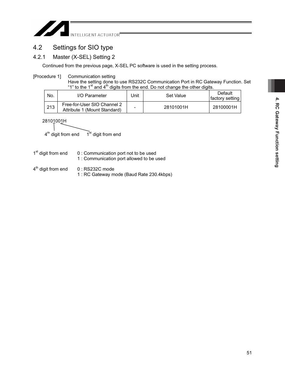 2 settings for sio type | IAI America XSEL-S User Manual | Page 57 / 154