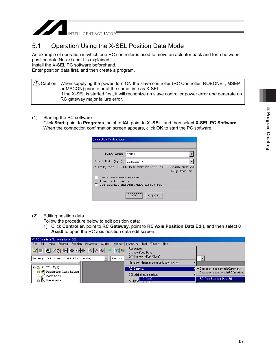 1 operation using the x-sel position data mode | IAI America XSEL-S User Manual | Page 93 / 154