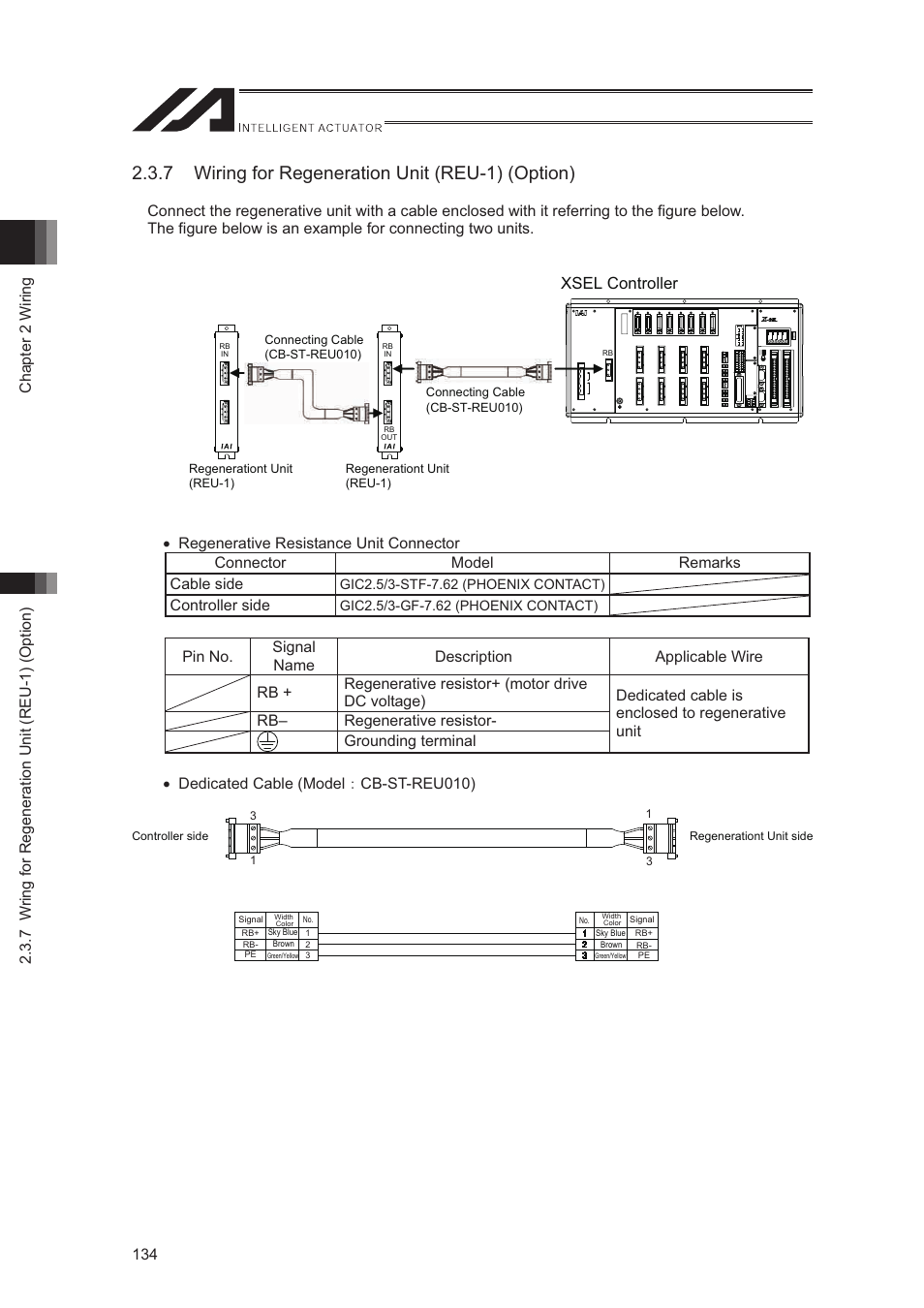 7 wiring for regeneration unit (reu-1) (option) | IAI America XSEL-S User Manual | Page 142 / 544