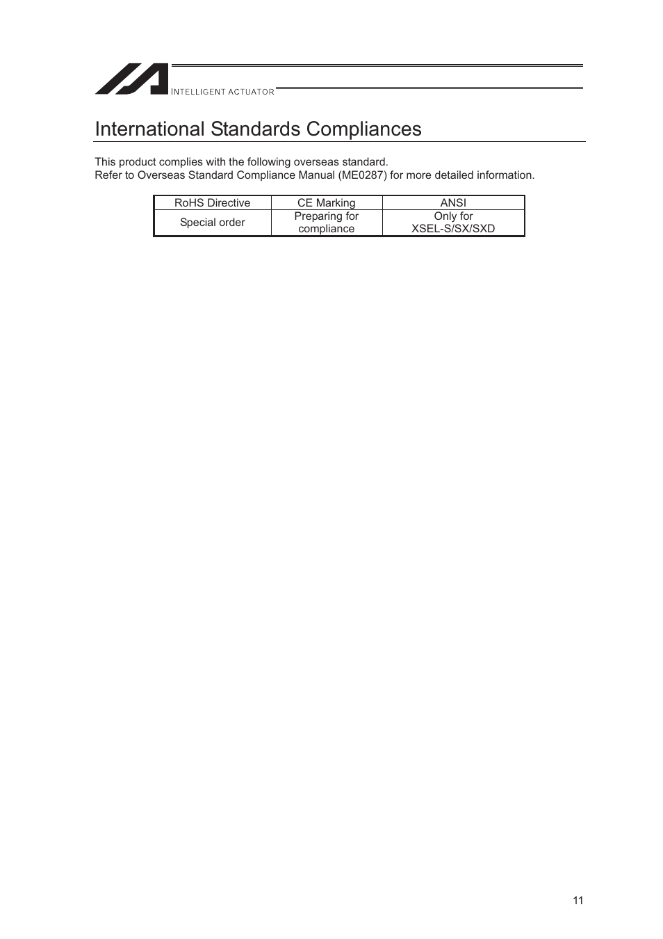 International standards compliances | IAI America XSEL-S User Manual | Page 19 / 544