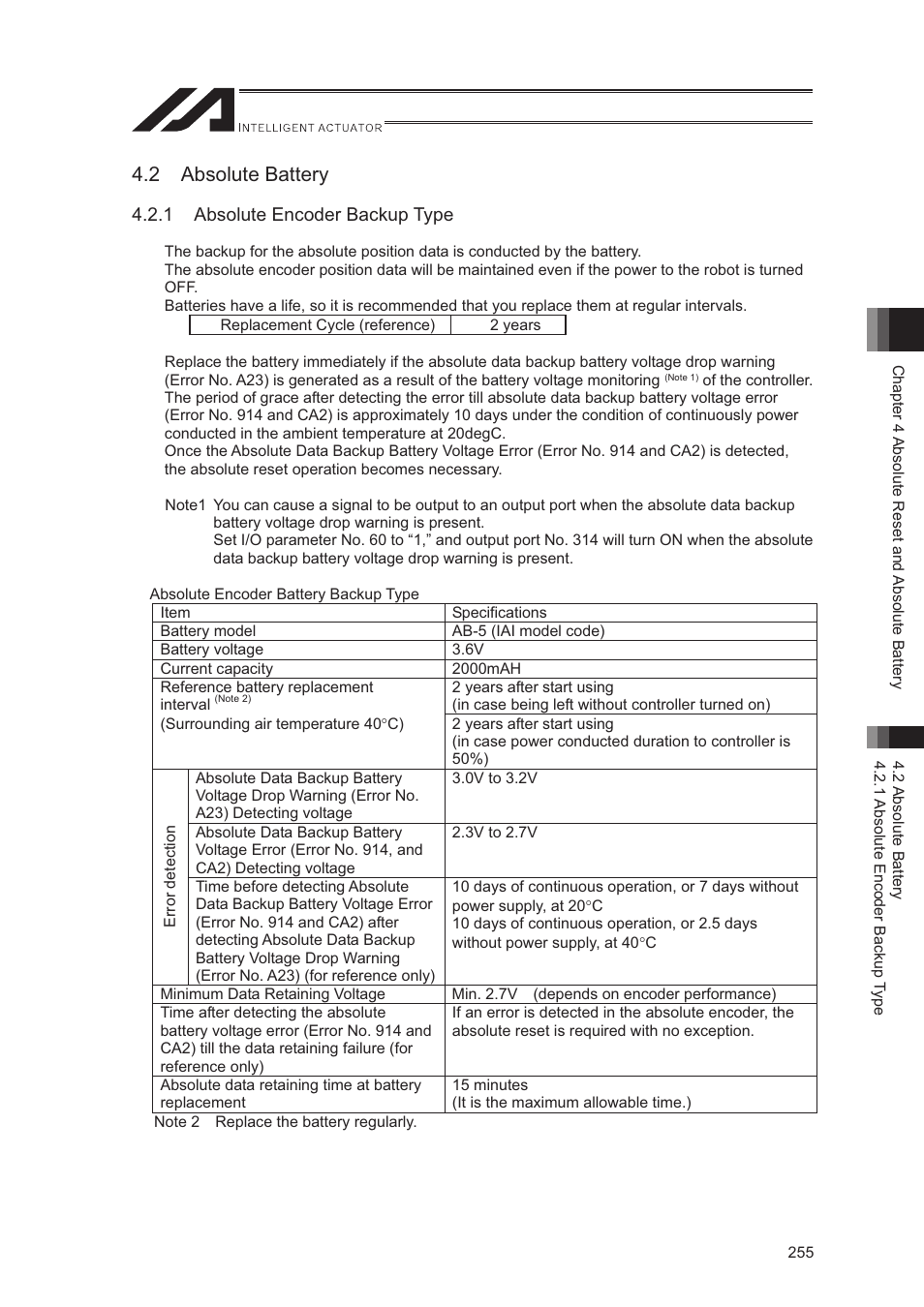 2 absolute battery | IAI America XSEL-S User Manual | Page 263 / 544