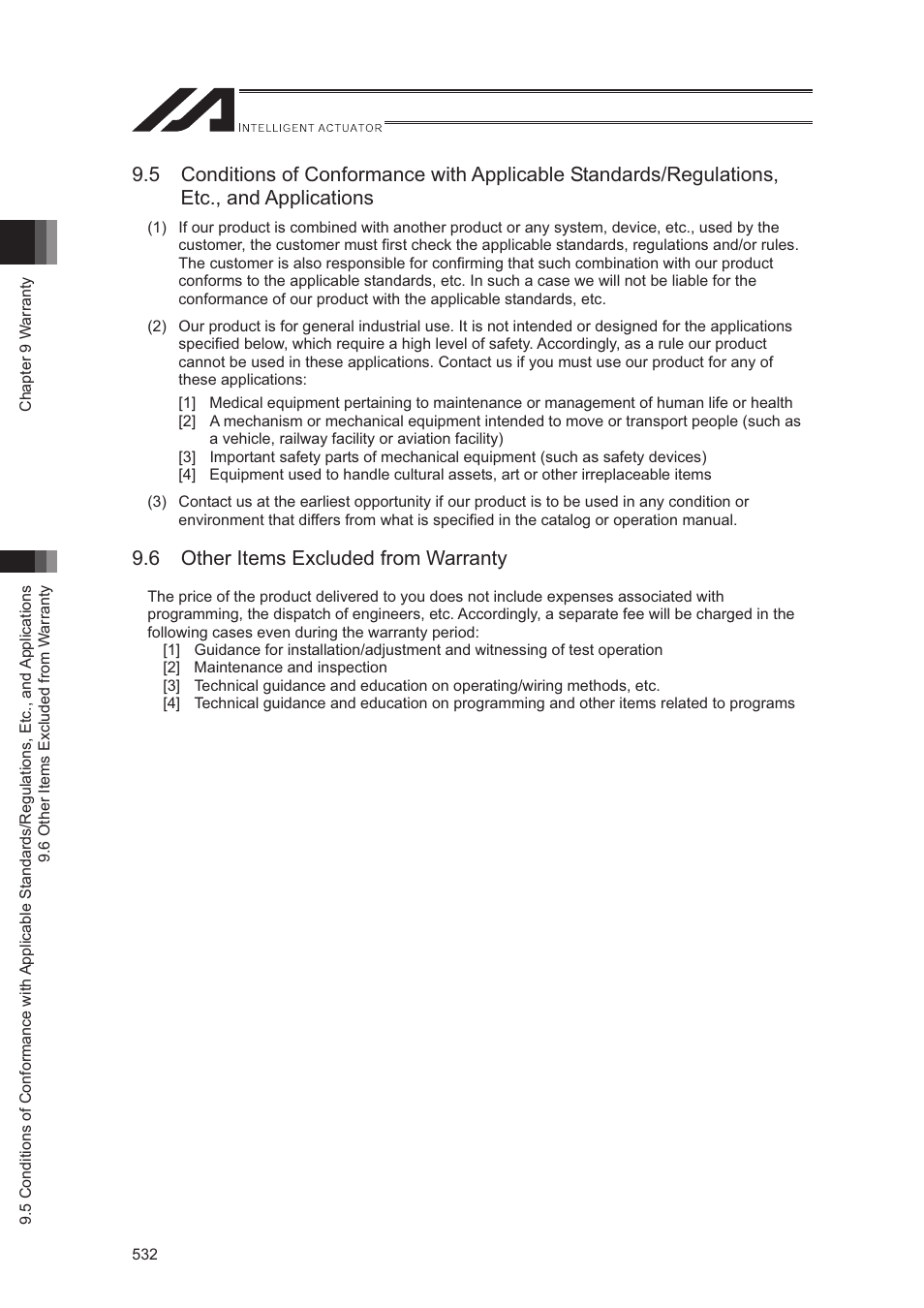 6 other items excluded from warranty | IAI America XSEL-S User Manual | Page 540 / 544