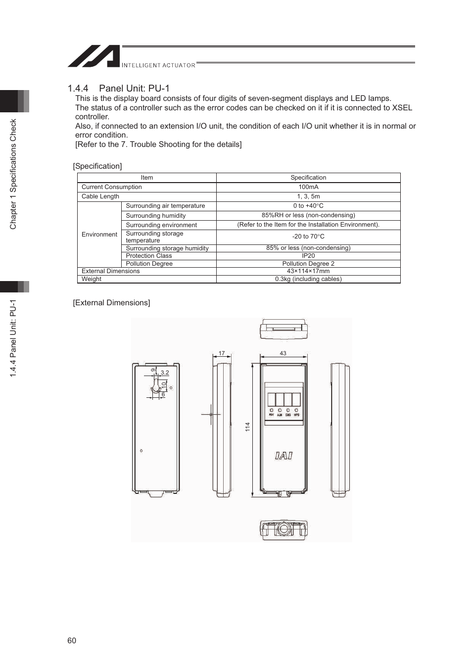 4 panel unit: pu-1 | IAI America XSEL-S User Manual | Page 68 / 544