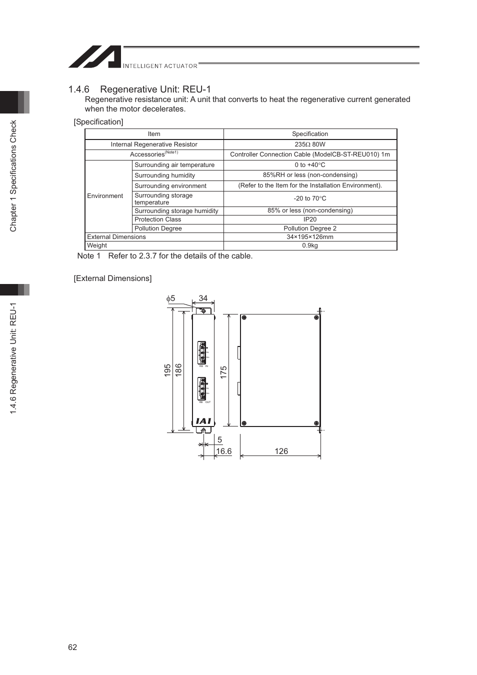 6 regenerative unit: reu-1 | IAI America XSEL-S User Manual | Page 70 / 544