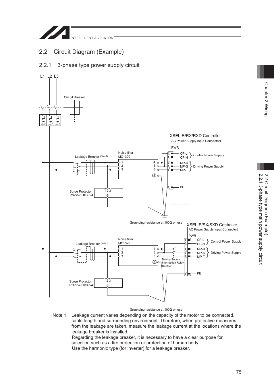 2 circuit diagram (example), 1 3-phase type power supply circuit | IAI America XSEL-S User Manual | Page 83 / 544
