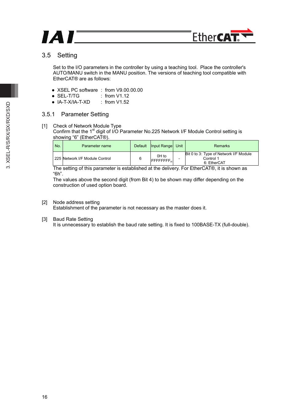 5 setting, 1 parameter setting | IAI America XSEL-S User Manual | Page 22 / 42