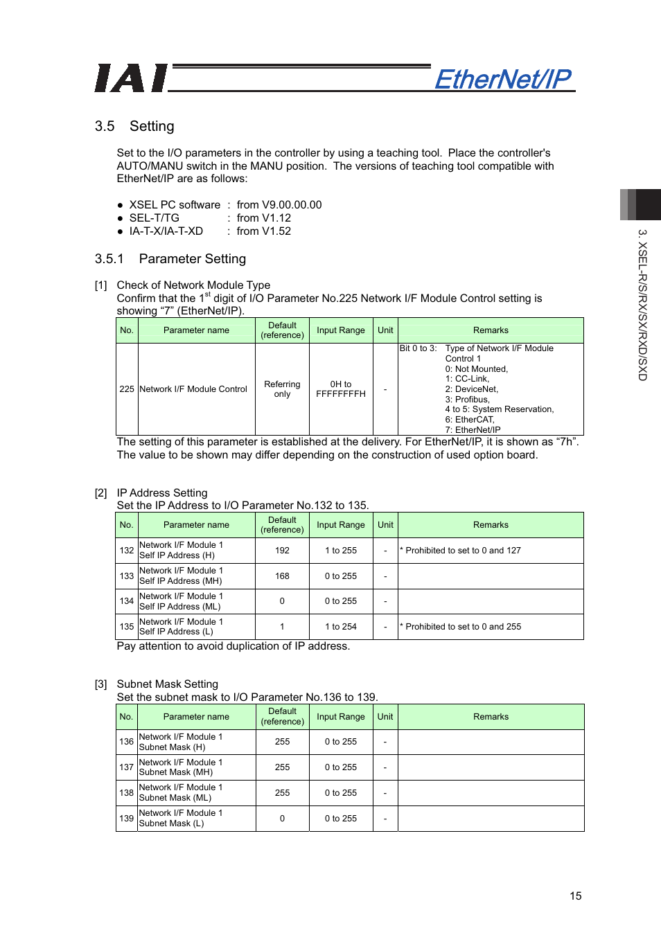 5 setting, 1 parameter setting | IAI America XSEL-S User Manual | Page 21 / 48