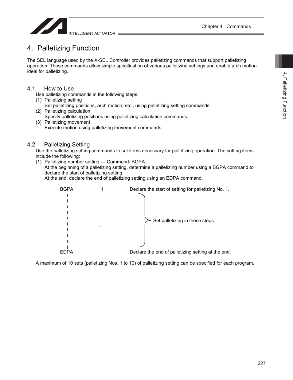 Palletizing function, 1 how to use, 2 palletizing setting | IAI America TT-C3 User Manual | Page 237 / 364