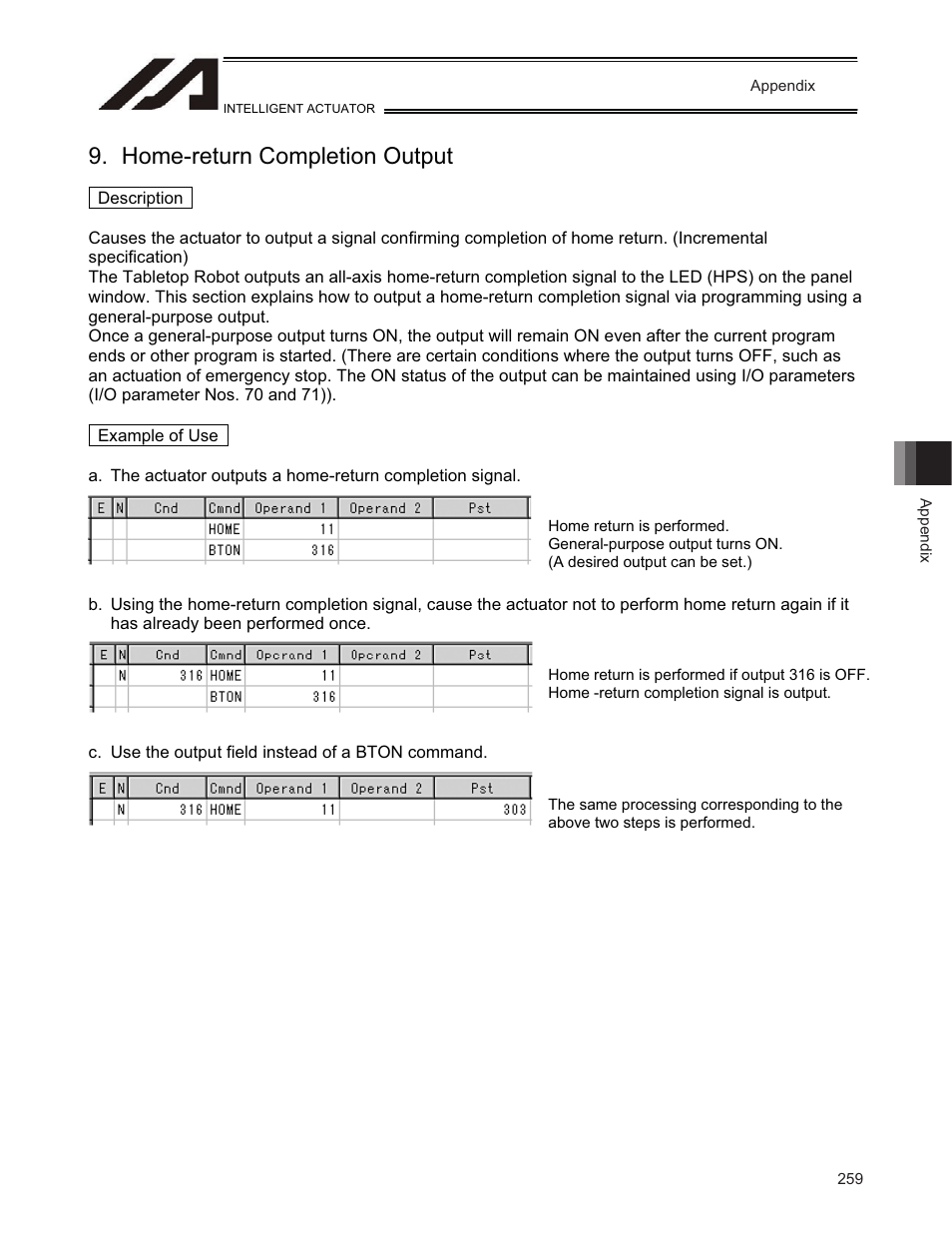 Home-return completion output | IAI America TT-C3 User Manual | Page 269 / 364