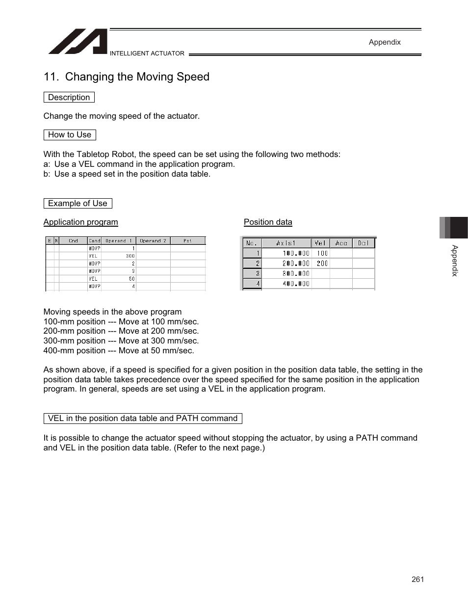 Changing the moving speed | IAI America TT-C3 User Manual | Page 271 / 364