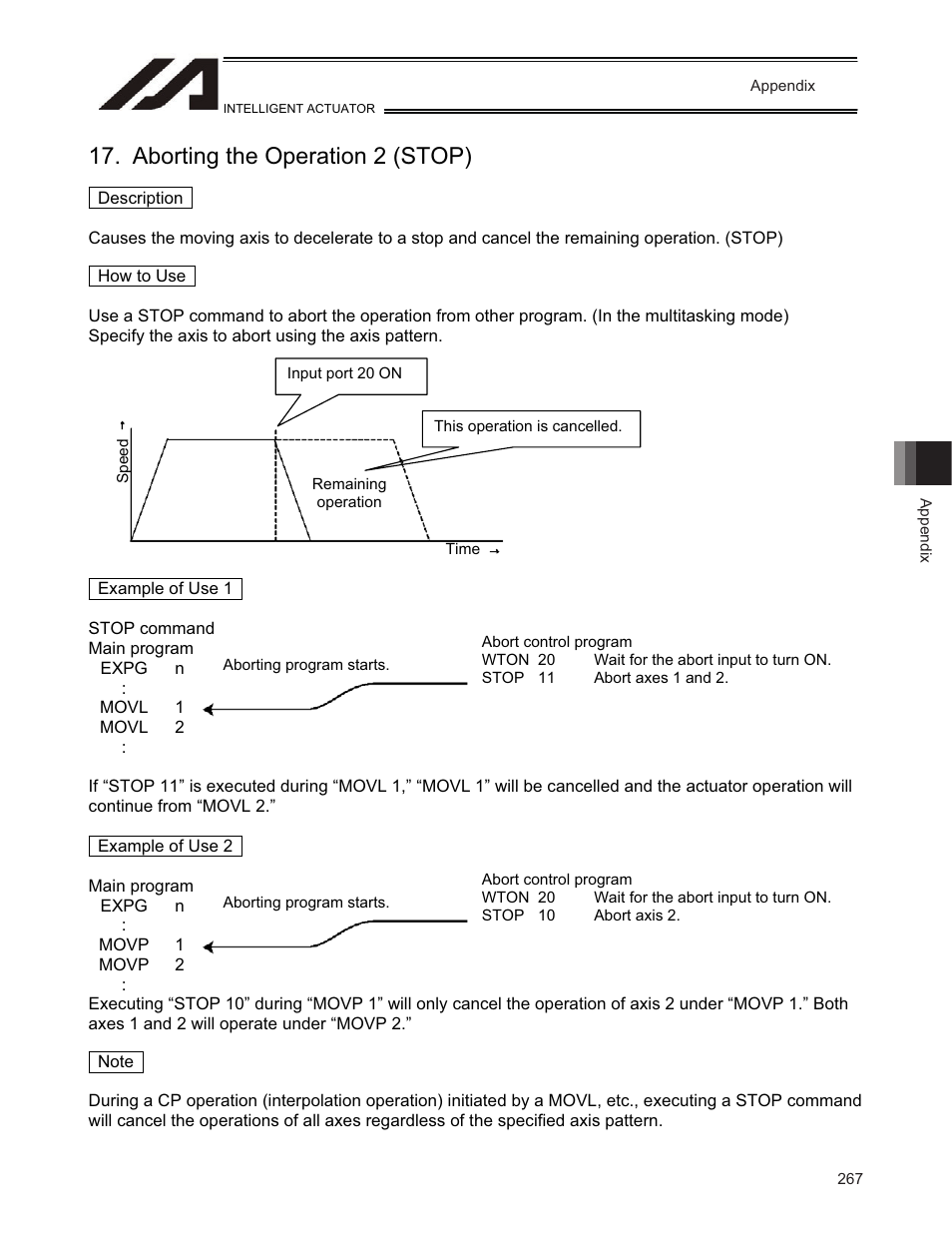 Aborting the operation 2 (stop) | IAI America TT-C3 User Manual | Page 277 / 364