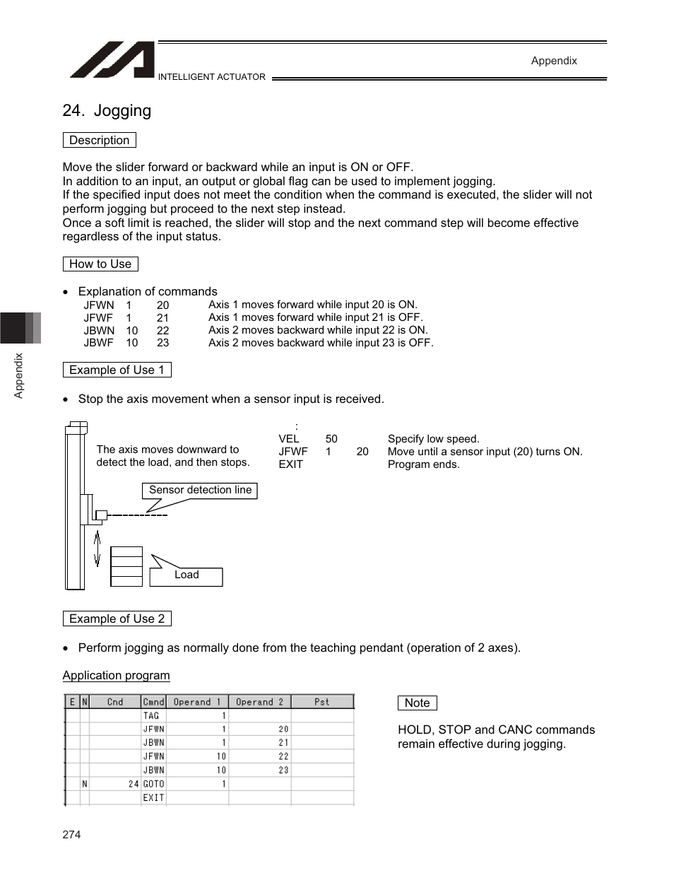 Jogging | IAI America TT-C3 User Manual | Page 284 / 364