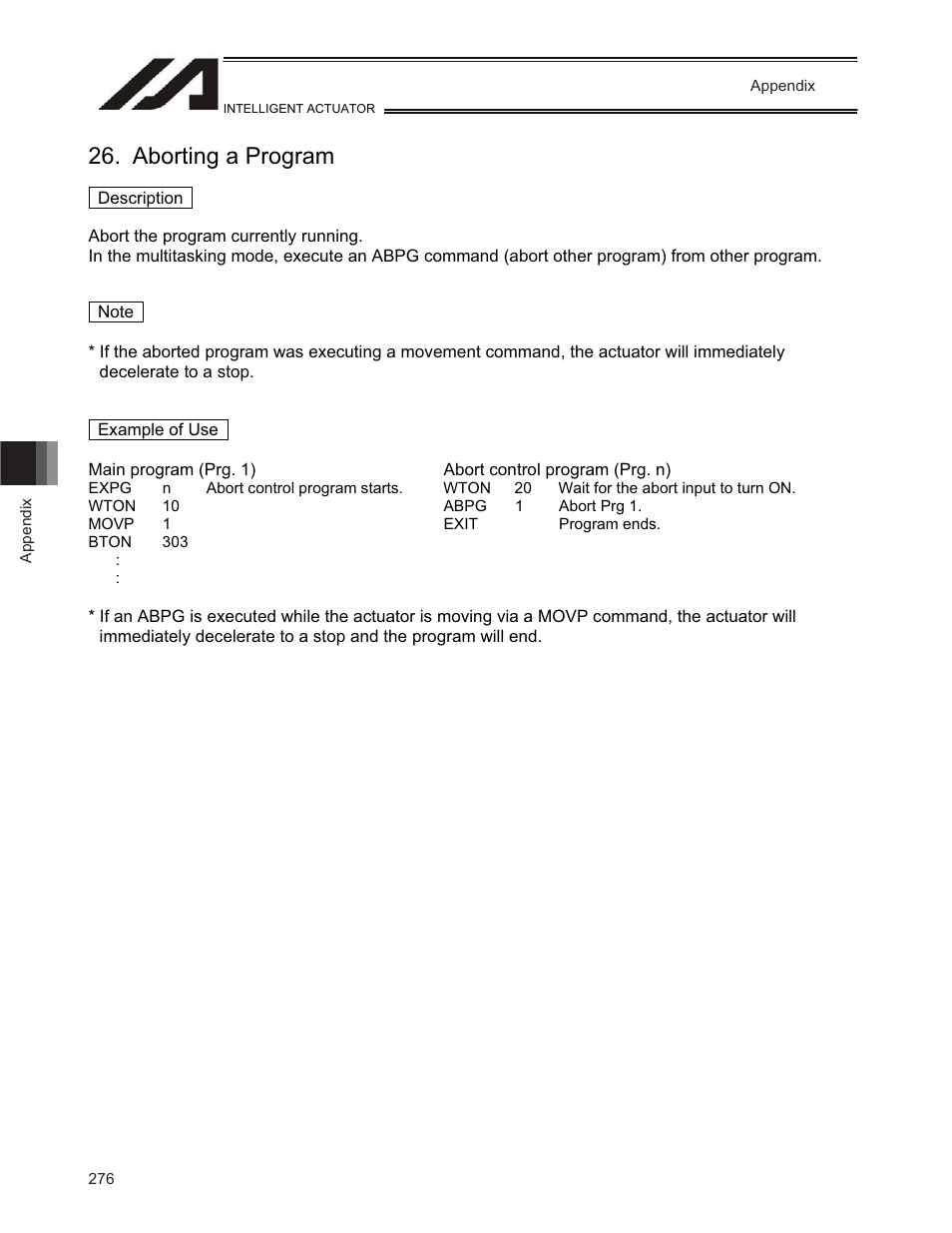 Aborting a program | IAI America TT-C3 User Manual | Page 286 / 364