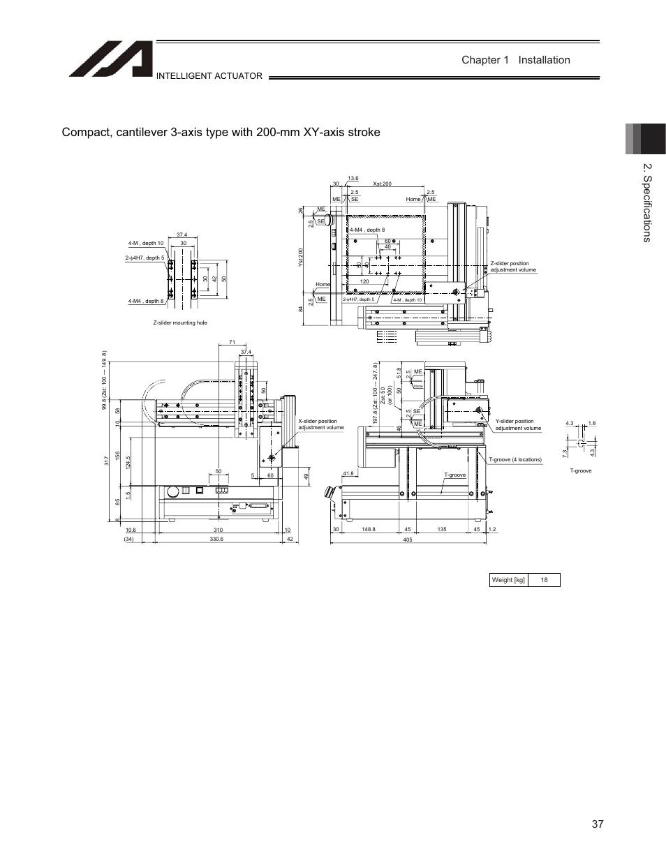 Chapter 1 installation 2. speci ¿ cations, Intelligent actuator | IAI America TT-C3 User Manual | Page 47 / 364