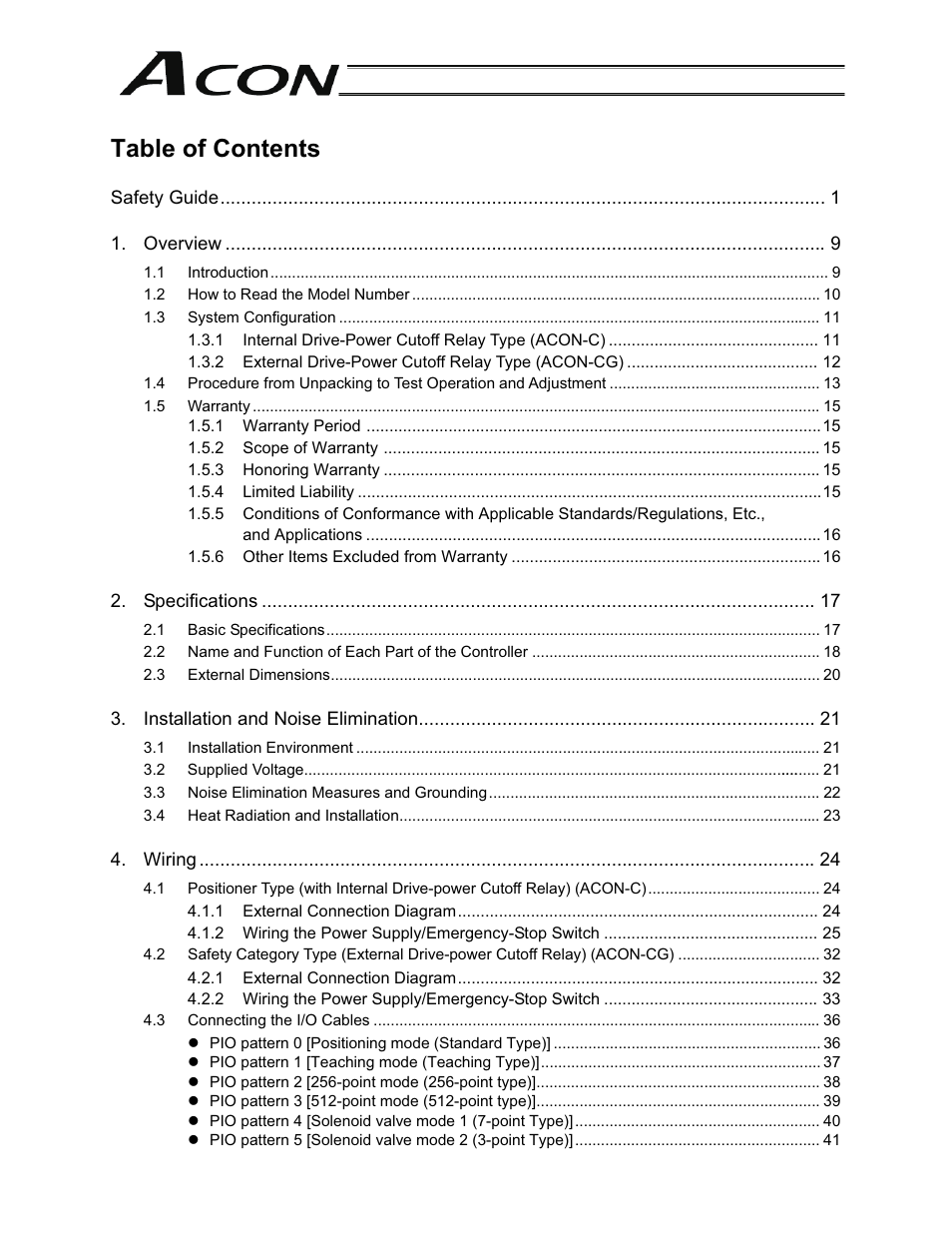 IAI America ACON-CG User Manual | Page 9 / 196