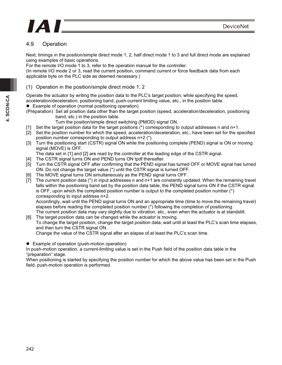 9 operation | IAI America PCON-CFA User Manual | Page 248 / 266