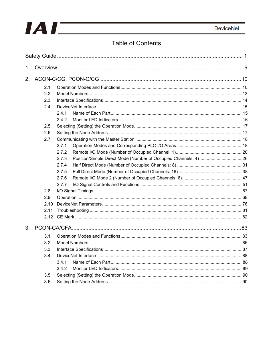 IAI America PCON-CFA User Manual | Page 5 / 266